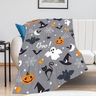 Halloween Blanket Pumpkin Ghost Cat Throw Blanket for Kids