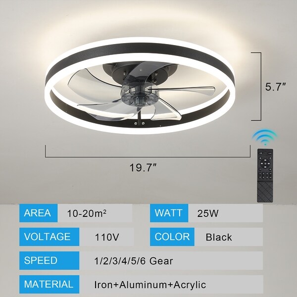 Black Ceiling Fan Light with Remote Control