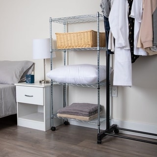 4-Tier Metal Adjustable Storage Rack with wheels,Silver