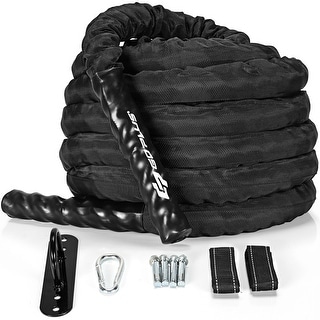 Goplus 30FT Battle Rope 1.5'' Diameter Exercise Rope w/Anchor Strap