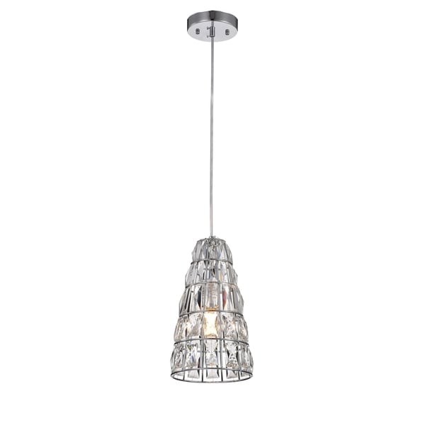 Lazarus Chrome 1-Light Pendant with Crystal Shade