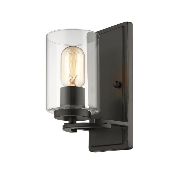 Monroe 1 Light Wall Sconce in Black with Clear Glass