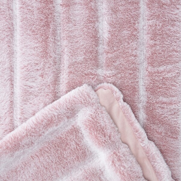 Chanasya Frost Tip Faux Fur Throw Blanket With Reversible Mink