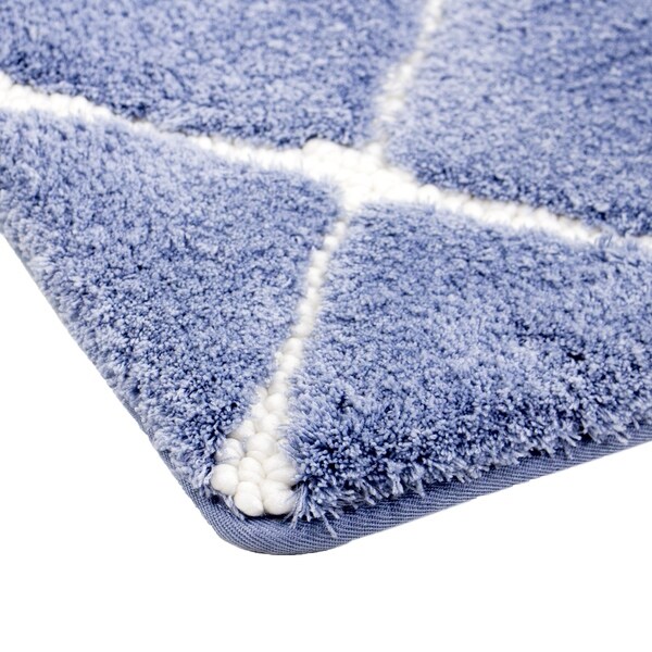 Trellis Foam Bath Mat Mid Blue