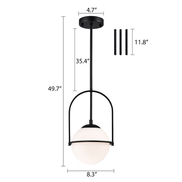 Black Globe Pendant Light Fixture Mid Century Glass Chandelier 2 Pack