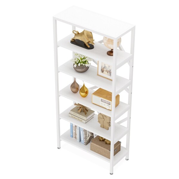 71 Inch Industrial Bookshelf, 6 Tier Etagere Bookcase, Free Standing Open Book Shelves Storage Display Shelf