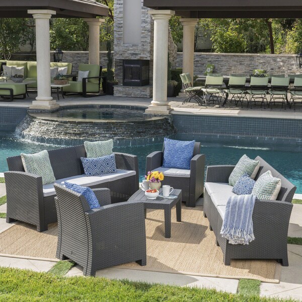 Jacksonville PE Wicker 5-piece Outdoor Chat Set by Christopher Knight Home