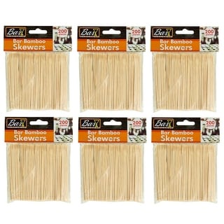 Handy Housewares 4" Natural Bamboo Wood Bar / Party Skewer Picks - 200 pack - Great for Cocktail Garnishes and Snacks