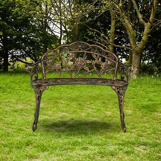 Outdoor Bronze Finish Cast Aluminum Bench - N/A