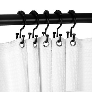 Utopia Alley Deco Flat Double Roller Shower Curtain Hooks, Black