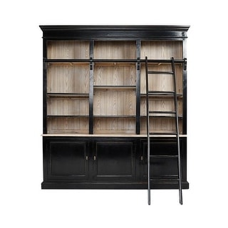 Cambridge Wood Library Bookshelf with Sliding Ladder