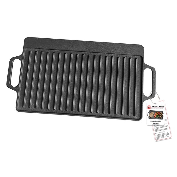 Bene Casa 15-inch reversable cast-iron griddle, fine grain cast-iron, griddle for double burners, campfire griddle