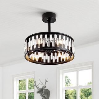 20" Crystal Black Ceiling Fan with Light Kit and Remote Included