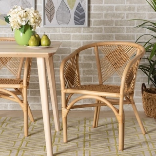Kagama Modern Bohemian Natural Brown Rattan Dining Chair