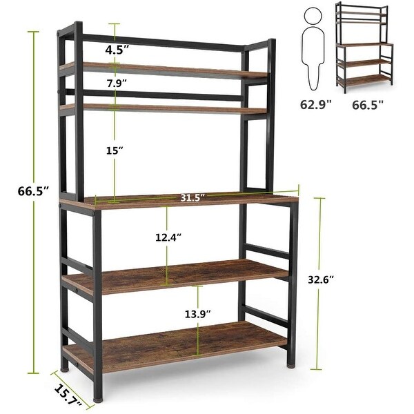 5-Tier Kitchen Bakers Rack with Hutch, Microwave Oven Stand Storage Shelf Organizer