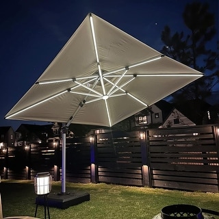 PURPLE LEAF 9 ft Square Outdoor Umbrellas With Lights