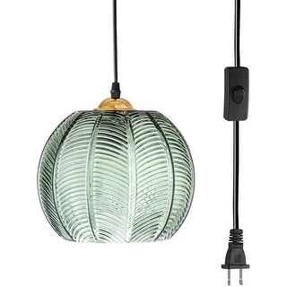 Plug in glass pendant light fixture modern globe green pendant lighting - N/A