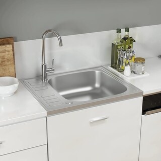 vidaXL Kitchen Sink Undermount Sink with Strainer Stainless Steel Sink Silver