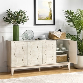Silakan Modern Multifunctional Sideboard Cabinet with Wood Base Leg Hexagonal Embellishments by HULALA HOME