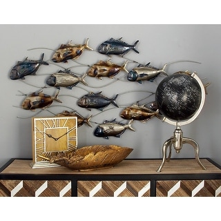 Multi Iron Coastal Wall Decor Fish 24 x 45 x 2 - 2 x 45 x 24