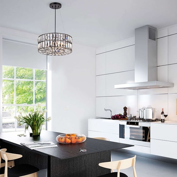 Justina 3-Light Antique Black Crystal Glass Prism Chandelier