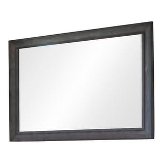 Dexi 50 Inch Rectangular Wall Mirror with Wood Frame, Classic Style, Gray