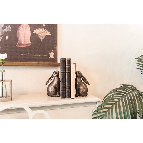 Bronze Resin Bunny Shaped Bookends (Set of 2 Pieces)