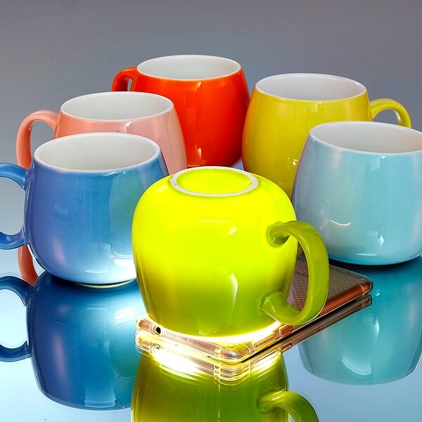 5-In Assorted Colors Porcelain Coffee Mugs Service for 6