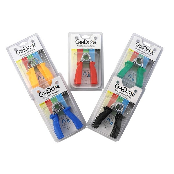 CanDo Ergonomic Hand Grip, Pair - 5 pair set (yellow, red, green, blue, black)