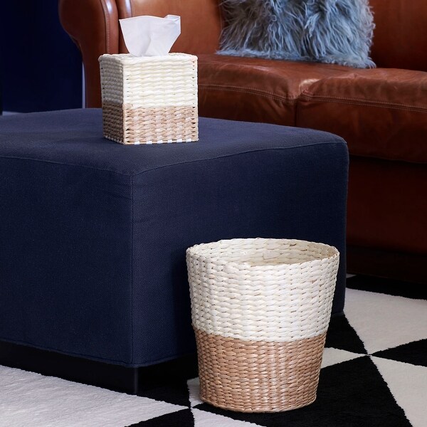 Household Essentials 3-Piece Wicker Bath Accessory Set, Natural