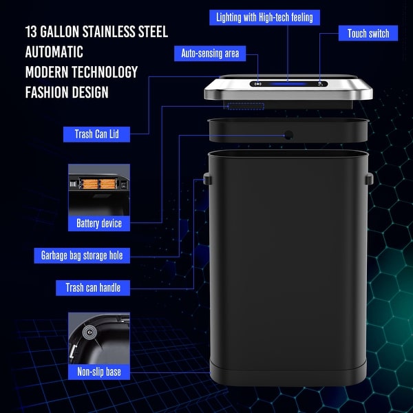 50L Kitchen Smart Automatic Trash Cans with Full Intelligent Sensor