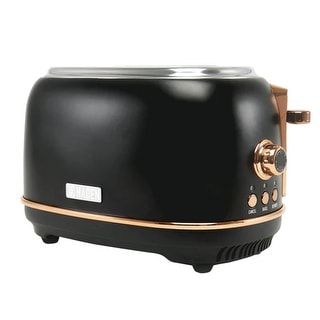 Haden Heritage 2 Slice Wide Slot Toaster with Removable Crumb Tray, Black/Copper - Black - 4.2