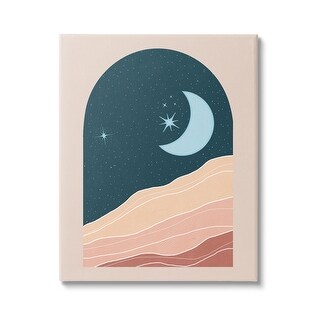 Stupell Rocky Night Dunes Constellated Crescent Moon Canvas Wall Art - Brown