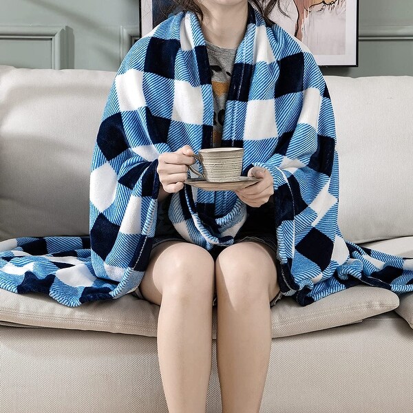 Buffalo Check Plaid Throw Blanket Fleece for Couch Sofa Bed