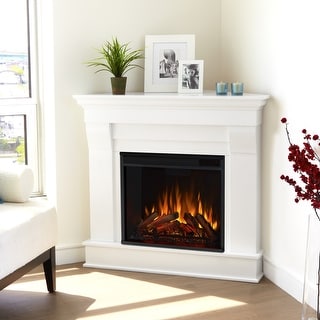 Chateau 41" White Electric Corner Fireplace by Real Flame - 40.94L x25.28W x 37.6H
