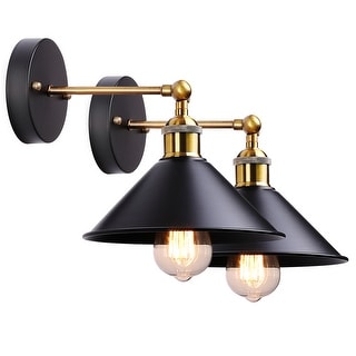 Black Wall Sconce Light Metal Vintage Industrial Wall Lamps Light-2 Pack - N/A