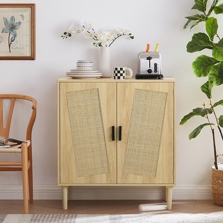 Wooden Storage Cabinet with Shelves and Two Doors,Natural