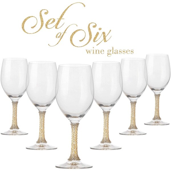 Berkware Crystal Wine Glass with Gold or Silver Stem - 3" x 8"