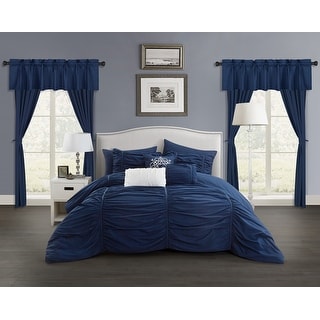 Chic Home Hallstatt 20 Piece Designer Bed in a Bag Comforter Set, Navy
