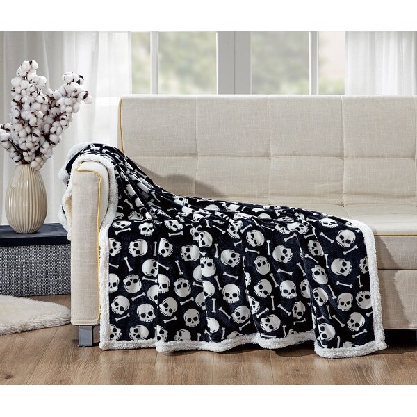 Skull & Bones Sherpa 60"x50" Throw Blanket