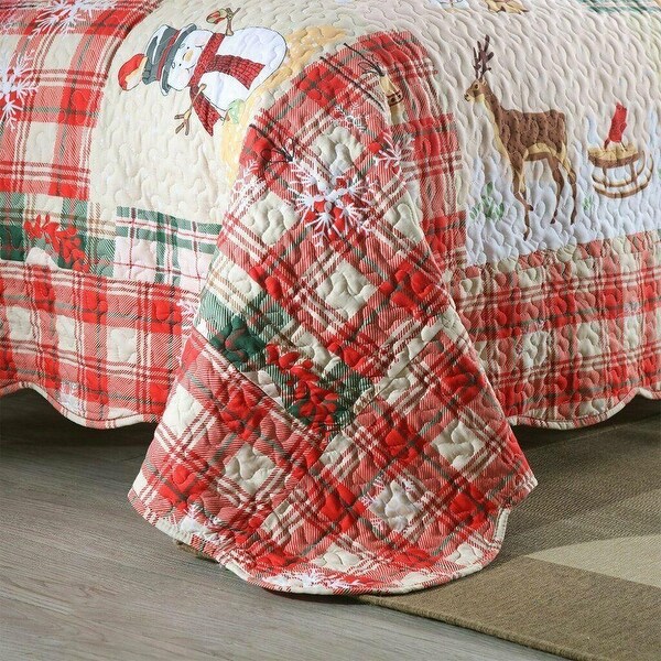 3 Piece Christmas Quilt Rustic Western Lodge Cabin Bedspread Set Queen