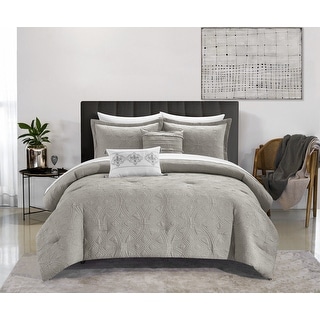 Chic Home Orson 5 Piece Cotton Blend Jacquard Fabric With Textured Circular Criss-Cross Geometric Pattern Comforter Set