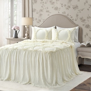 The Gray Barn Peony Grove Ruffled Embroidery 3-piece Bedspread Set