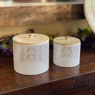 Modern Iron Mesh Decorative Canisters - 2 Piece Set