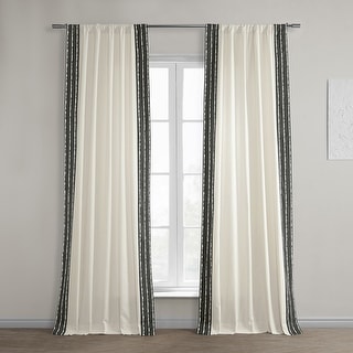 Exclusive Fabrics Sharkskin Cotton Bordered Curtain (1 Panel)