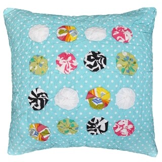 Cottage Home Polka Dot Teal Cotton 16 Inch Throw Pillow