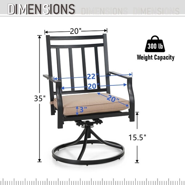 Patio Dining Set 7 Pieces Metal Furniture Set Outdoor, 6 x Swivel Chairs with 1 Wood Like Umbrella Table