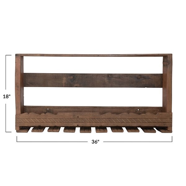 Reclaimed Wood Wine Glass Wall Rack with Shelf - 36.0"L x 5.0"W x 18.0"H