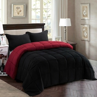 Down Alternative Comforter Set 3 PCS with Shams Twin Black