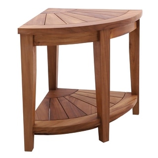 Nordic Style Oiled Teak Corner Stool with Shelf
